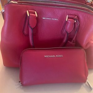 Michael Kors Red Purse & Wallet